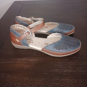 Remonte Soft Perforated Leather Mary Jane Flats Comfort Shoes Size Eu 41/US 9.5